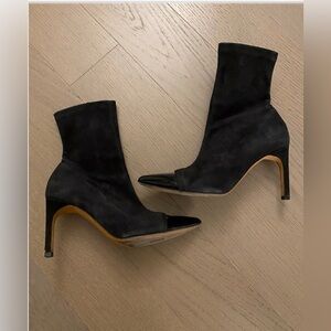 Givenchy Black Suede and Patent Leather Heeled Boots